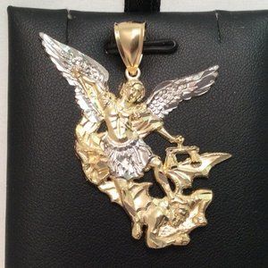 10k Real Gold Solid Saint Michael Archangel and Devil 5.2gr